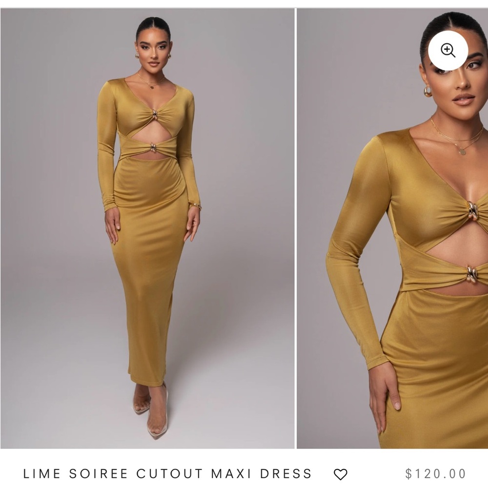 JLUXLABEL Gold Cutout Midi Dress